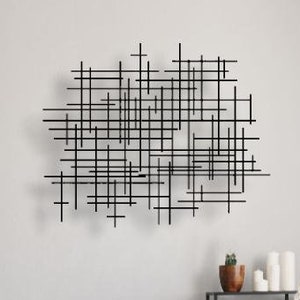 Mid Century Metal Wall Art: Abstract Line Decor