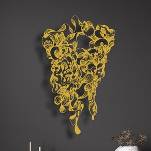 Abstract Gold Line Art: Boho Metal Wall Decor