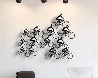 Arte de pared de metal con bicicleta retro: decoración para el hogar para amantes del deporte