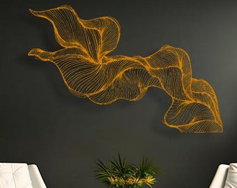 Copper Color Metal Mountain Wall Decor: Abstract Modern Patio Art (Color Options)