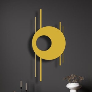 Goudkleurige metalen wanddecor, moderne muurkunst, abstract geometrisch bord voor muur, housewarmingcadeau, wandaccessoires, woondecoratie, directiecadeau