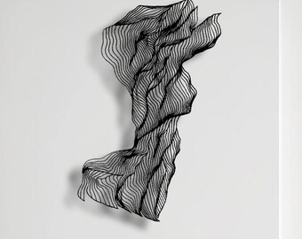 Minimalist Metal Line Wall Art: Modern Home Decor, Vertical Horizontal Office Wall Sculpture, Livingroom
