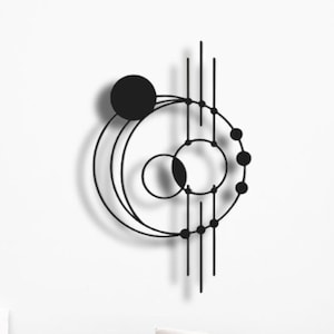 Inspired Planets Metal Wall Art: Geometric Living Room Decor