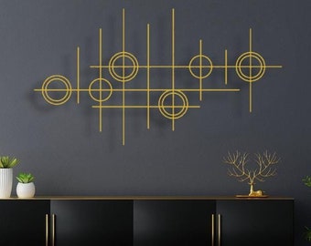 Gold Geometric Metal Wall Art: Modern Circle Decor