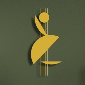 Goudkleurige metalen wanddecoratie: abstracte geometrische sculptuur