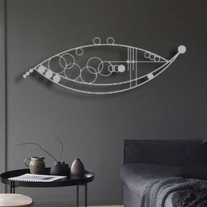 Silver Metal Wall Art: Modern Living Room Sculpture