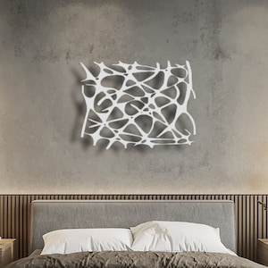 Moderne metalen wanddecoratie uit het midden van de eeuw: zilveren woonkunst