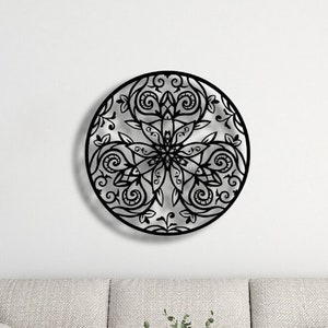 Rond versierd met bloemen metalen muurkunst, bloemen ronde muurhanger, hoekdecor, wandkaart, luxe interieur, bloemenbord, cadeau-idee