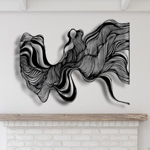 Arte abstracto de líneas metálicas: decoración de pared moderna