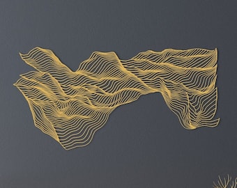Gold Metal Abstract Wall Sculpture: Modern Nordic Decor