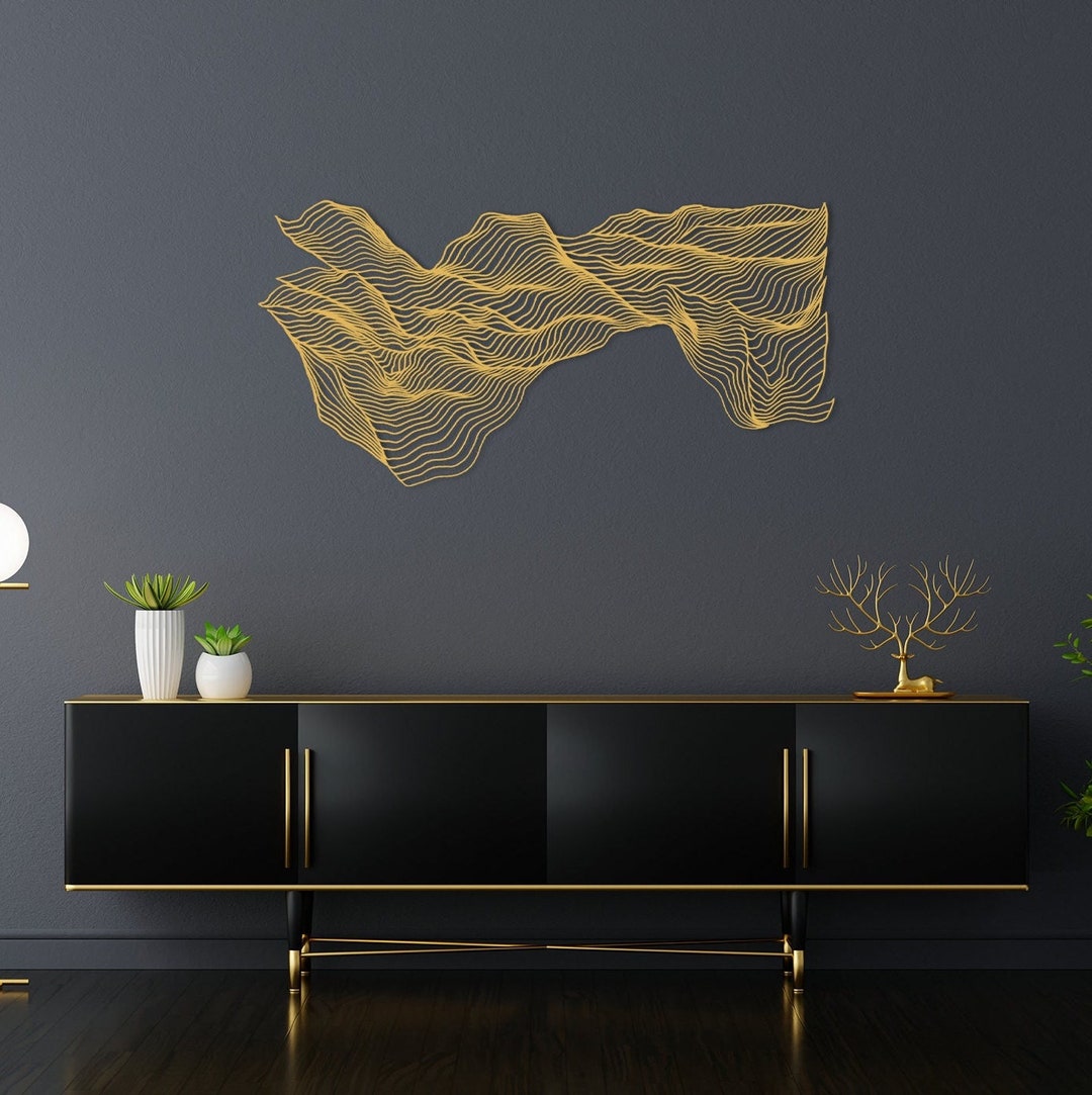 Gold Abstract Contemporary Modern Decor, Nordic Wall Decor, Gold Metal ...