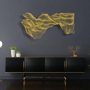 Abstract Line Metal Wall Art: Modern Nordic Sculpture, Mid Century ...