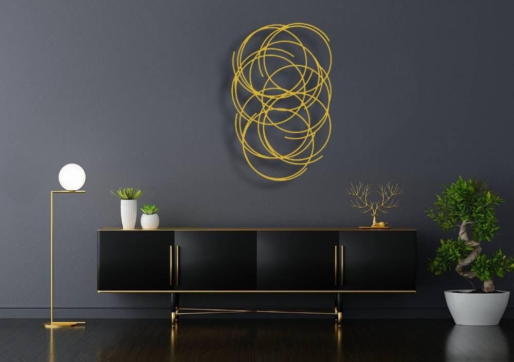 Golden Metal Line Art: Abstract Wall Decor