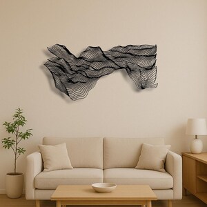 Abstract Line Metal Wall Art: Modern Nordic Sculpture, Mid Century ...