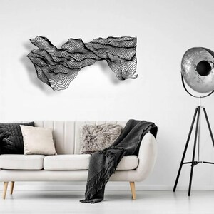 Abstract Line Metal Wall Art: Modern Nordic Sculpture, Mid Century ...