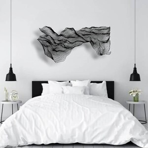 Abstract Line Metal Wall Art: Modern Nordic Sculpture, Mid Century ...
