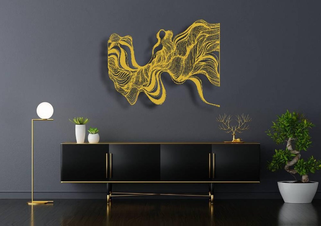Gold Abstract Metal Wall Art: Modern Geometric Sculpture - Etsy