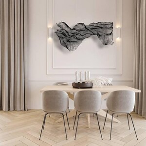Abstract Line Metal Wall Art: Modern Nordic Sculpture, Mid Century ...