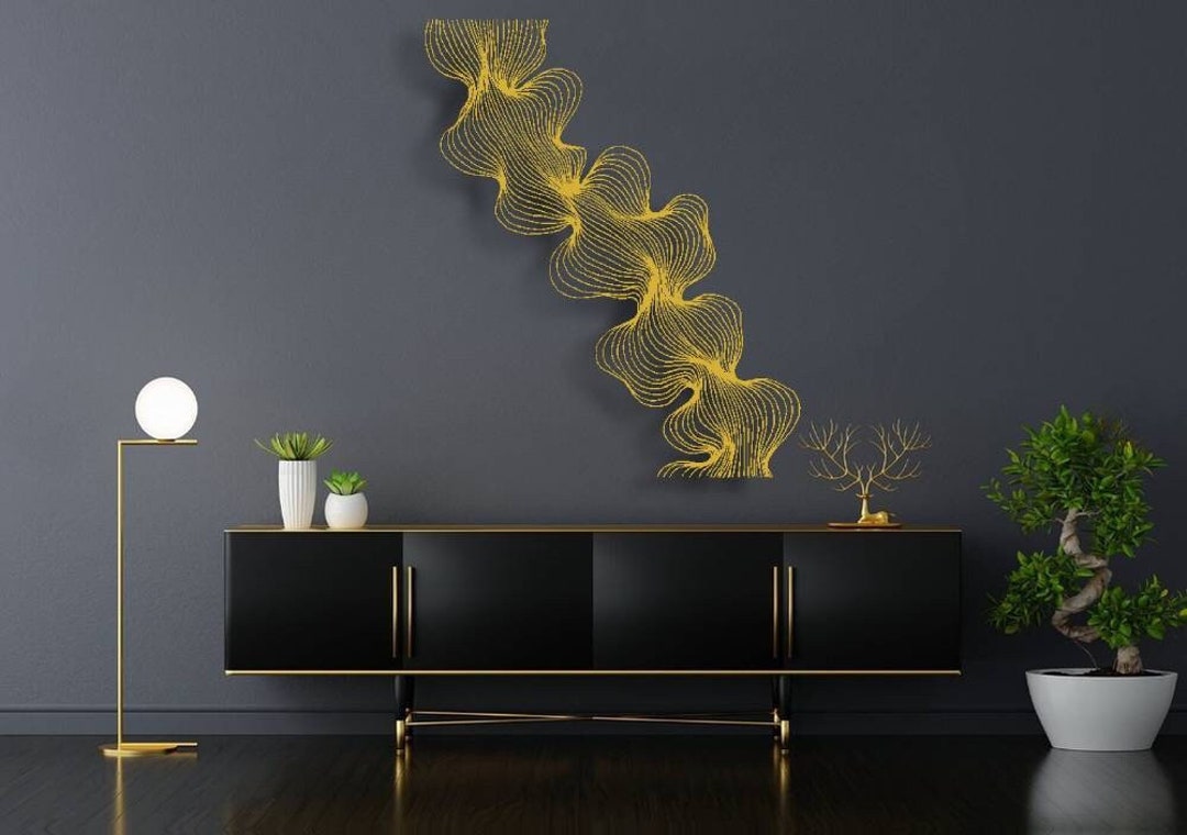 Gold Home Decoration, Gold Abstract Wall Art, Gold Metal Irregular Wall