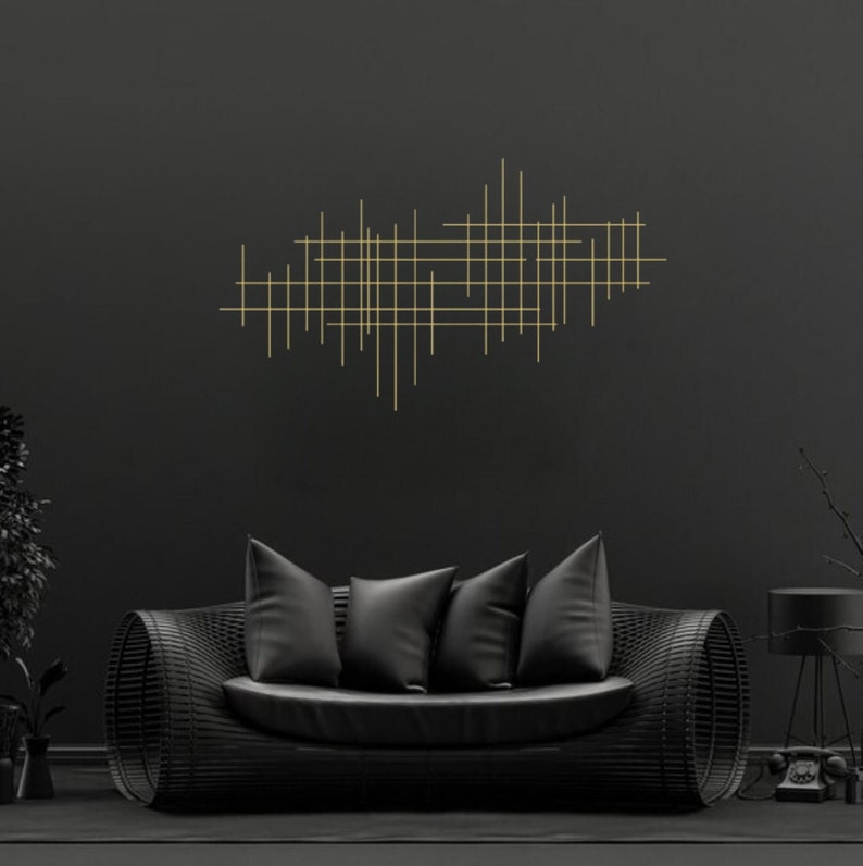 Gold Abstract Wall Art Mid Century Modern Art Gold Metal Etsy