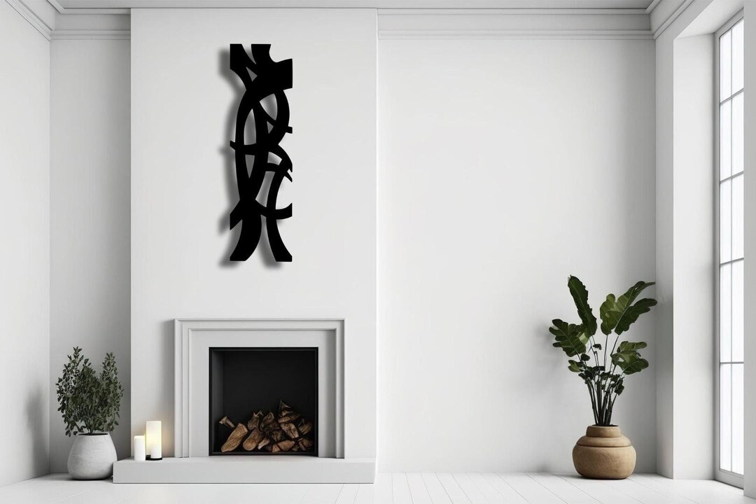 Boho Metal Wall Sculpture: Minimalist Abstract Art, Black White Gold - Etsy