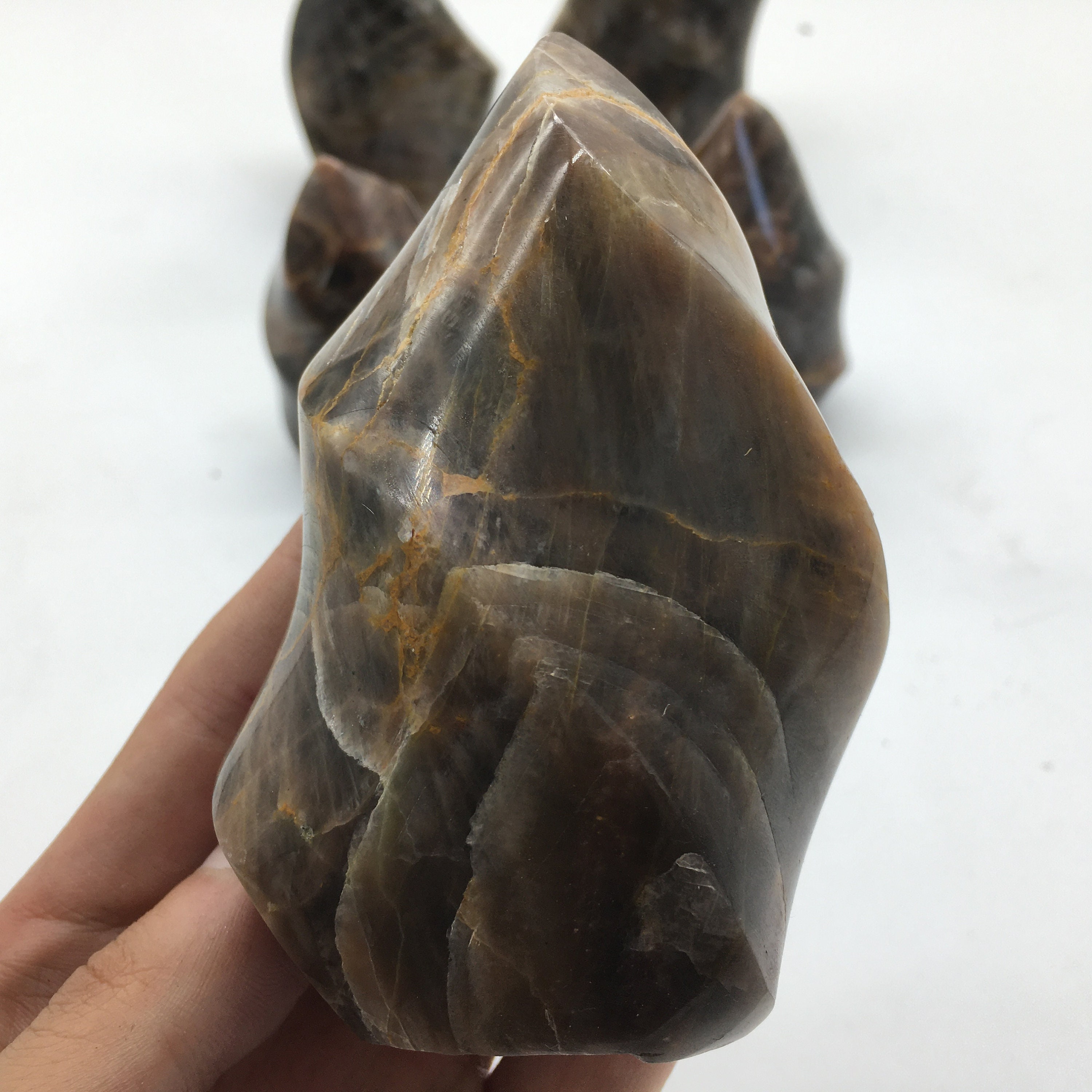 Natural black moonstone quartz crystal flame quartz crystal Etsy