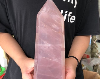 Natural pink rose quartz crystal obelisk wand point healing random 1pc