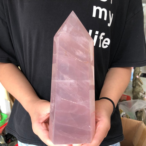 Natural pink rose quartz crystal obelisk wand point healing random 1pc