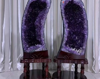 41.7''+ 264LB A pair Natural Big Amethyst Geode,quartz crystal,Crystal specimen,Crystal Vug,Luxury Decoration Gifts+Stand KK-1