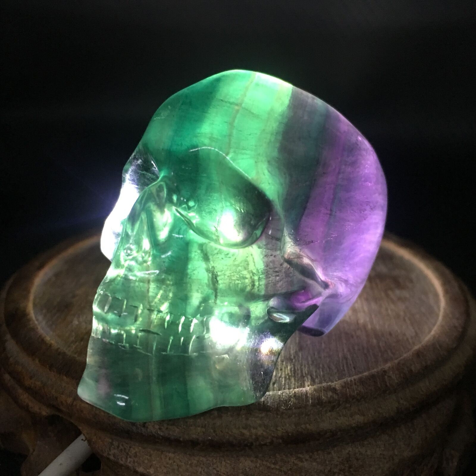 Natural rainbow fluorite hand carved dog skull quartz crystal healing 1PC 1.9“ 