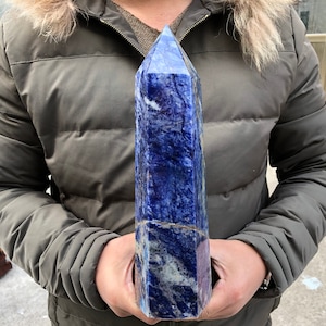 Natural sodalite quartz crystal obelisk wand point healing random 1pc