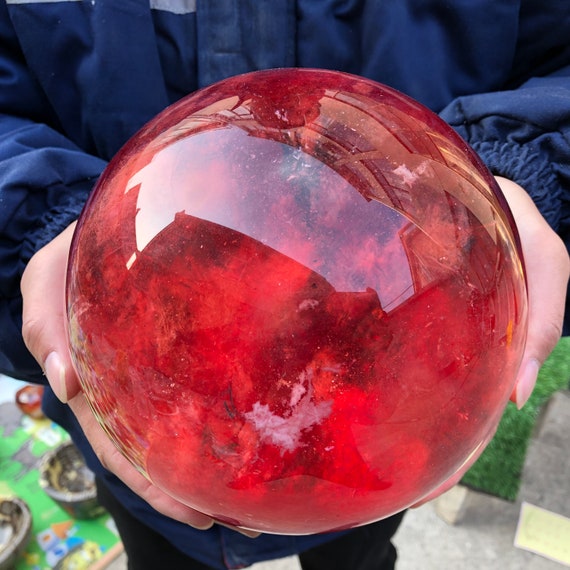 Red Melting Stone Quartz Crystal Sphere Crystal Ball Magic Etsy