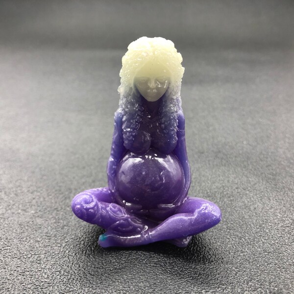 Purple Luminous stone quartz crystal hand carved pregnant woman yoga quartz crystal gifts reiki healing 1pc