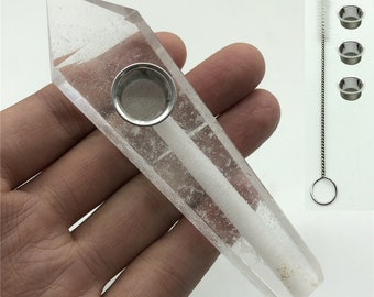 100mm Crystal Clear Quartz Smoking Pipe Wand Point Smoke Healing Specimen Stone 