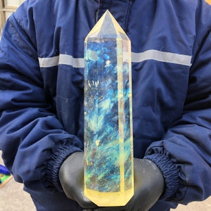 Yellow melting stone quartz crystal obelisk crystal obelisk wand point healing 1pc