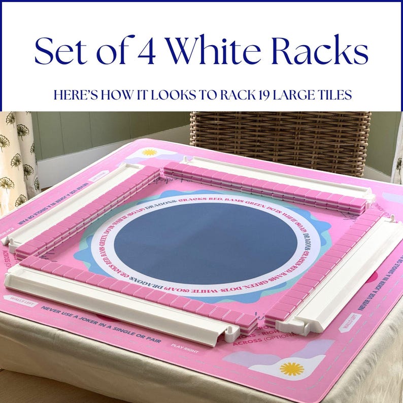 Acrylic White Mahjong Tile Pusher Racks - (set of 4 - (18.5 Inches Long ...