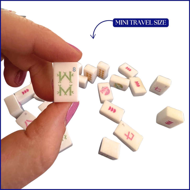 Embossed Art Mahjong Travel Set – Modern Bright Mini Tiles, Acrylic Box image 3