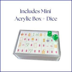 Embossed Art Mahjong Travel Set – Modern Bright Mini Tiles, Acrylic Box image 2