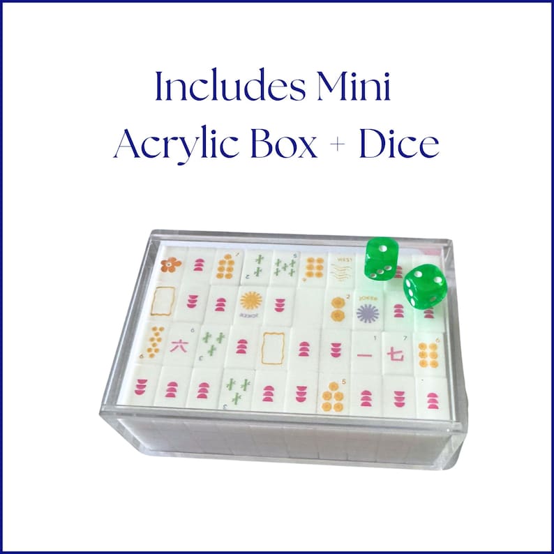 Embossed Art Mahjong Travel Set – Modern Bright Mini Tiles, Acrylic Box image 2
