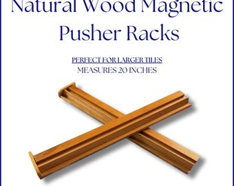 Natural Wood Mahjong Magnetic Racks - Set of 4 – 20 Inches Long w/ Magnetic Detachable Pushers