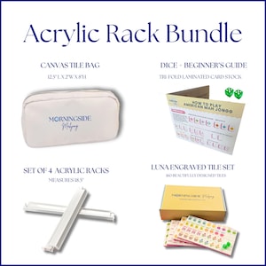 Luna Tiles – Duży zestaw grawerowanych płytek mahjong z pamiątkami – Nowoczesna i jasna kolekcja (W MAGAZYNIE) Acrylic Rack Bundle