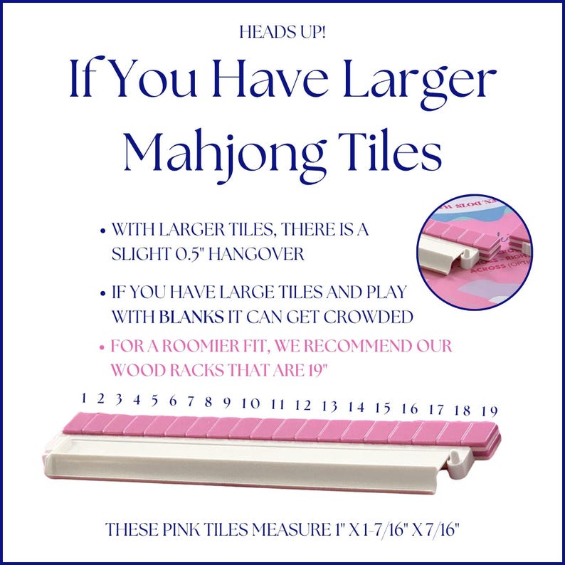 Acrylic White Mahjong Tile Pusher Racks - (Set of 4 - (18.5 Inches Long) image 4