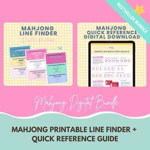 PACOTE DIGITAL: Guia de referência visual rápida para Mahjong americano para iniciantes + Localizador de linhas para download para impressão (downloads digitais de 2025)