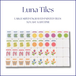 Luna Tiles - Juego de fichas de Mahjong grabadas con reliquia - Colección Moderna y Brillante (EN STOCK)