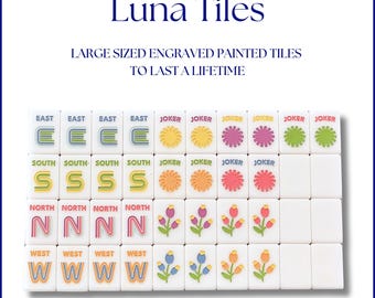 Luna Tiles - Large Heirloom Engraved Mahjong Tile Set - Modern + Bright Collection (IN STOCK)