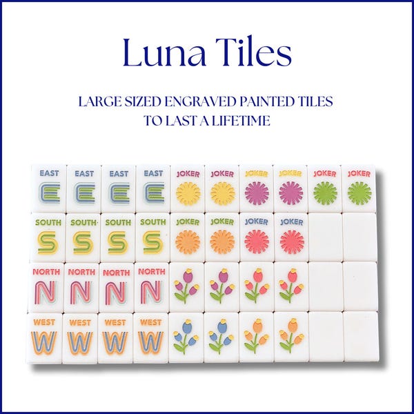 Luna Tiles - Large Heirloom Engraved Mahjong Tile Set - Modern + Bright Collection (IN STOCK)