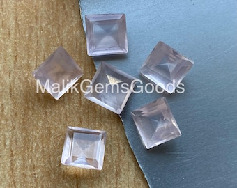 Square Rose Quartz Gemstone: Faceted Jewelry Making Stone (6-15 MM)