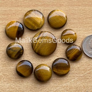 Natural Tiger Eye Cabochon: Round Gemstone for Jewelry Making (6-15mm, 10 Pcs