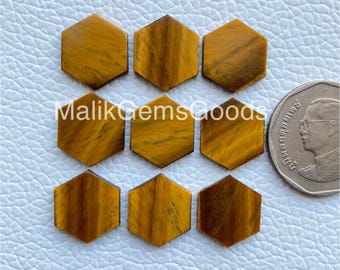 Tiger Eye Hexagon Cabochons: Natural Gemstone Jewelry Making (6-15mm, 10 Pcs.)