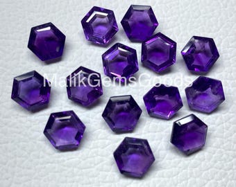 Faceted Hexagon Amethyst Gemstone: 6-15mm Loose Stone